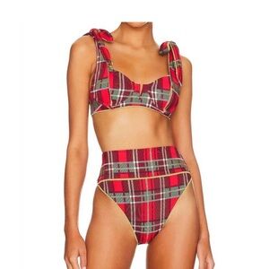 NWTs Beach Riot Holiday Plaid Blair Bikini Top